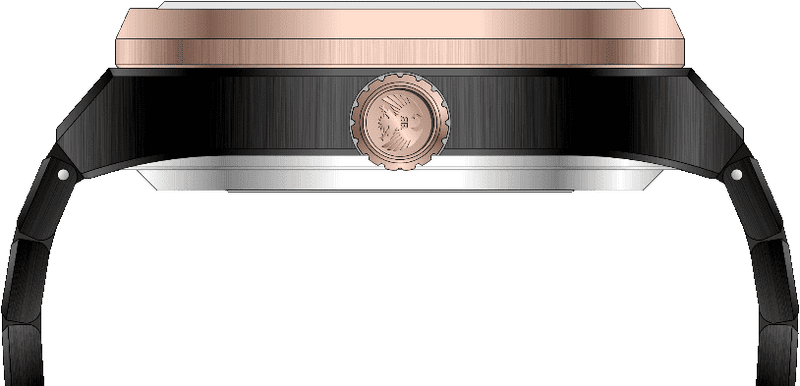 Rock Revival Wolf RRA.6525.B.RG.B - Rose Gold Square Case Side Angle