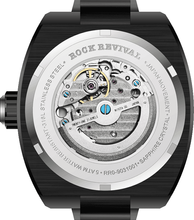 Rock Revival Hawk RRA.9031.B.Y - Sapphire Crystal and Yellow Dial Detail