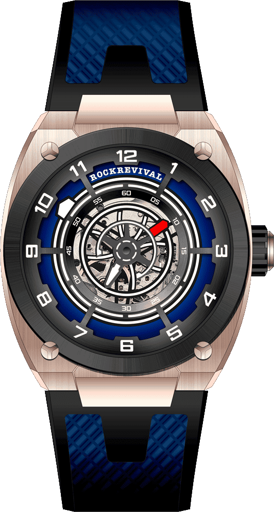 Rock Revival Hawk RRA.9031.RG.BL Automatic Watch - Black Dial Round Case Front View