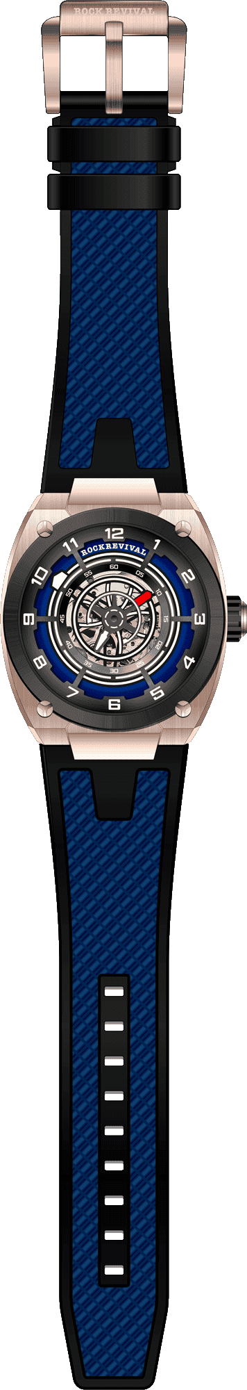 Rock Revival Hawk RRA.9031.RG.BL - Caseback and Strap View