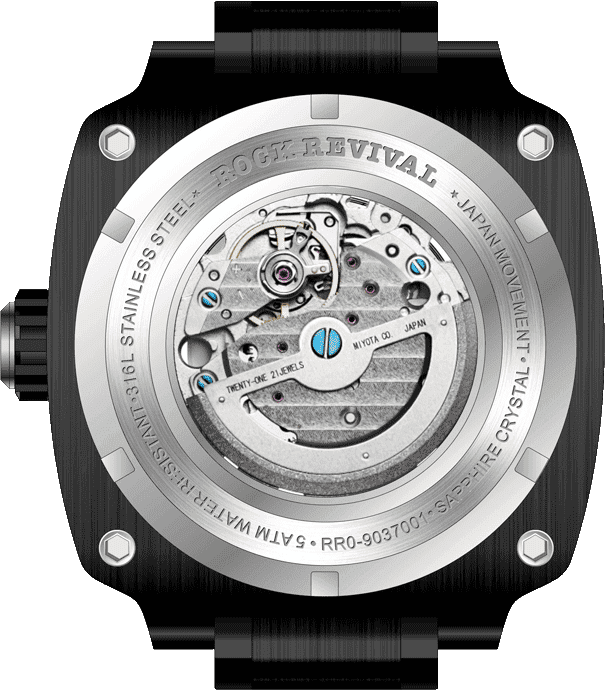 Rock Revival Macaw RRA.9037.B.TQ - Sapphire Crystal and Black and Turquoise Dial Detail