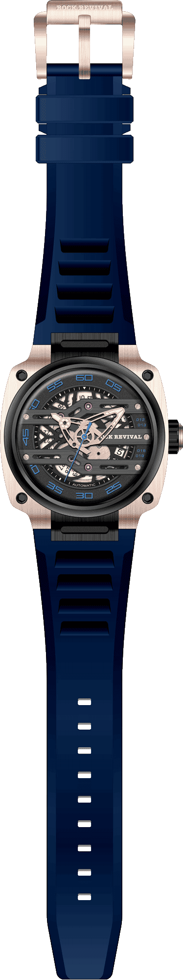 Rock Revival Macaw RRA.9037.RG.BL - Caseback and Strap View