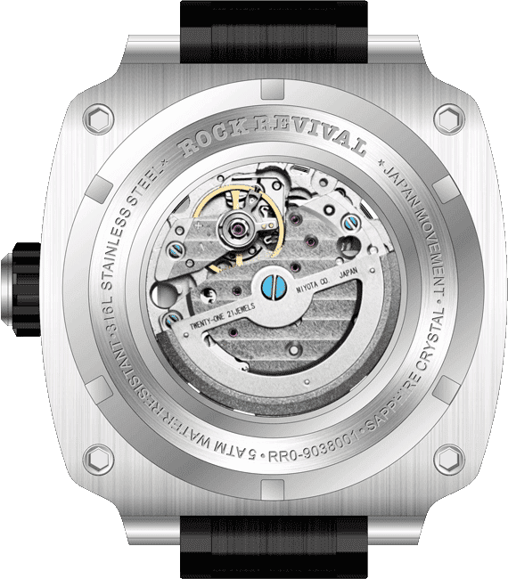 Rock Revival Macaw RRA.9038.G - Sapphire Crystal and Green and Black Dial Detail