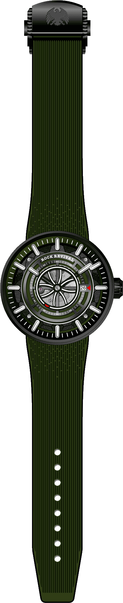 Rock Revival Hawk RRA.9041.B.G - Caseback and Strap View