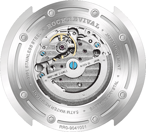 Rock Revival Hawk RRA.9041.BL - Sapphire Crystal and Black and Blue Dial Detail