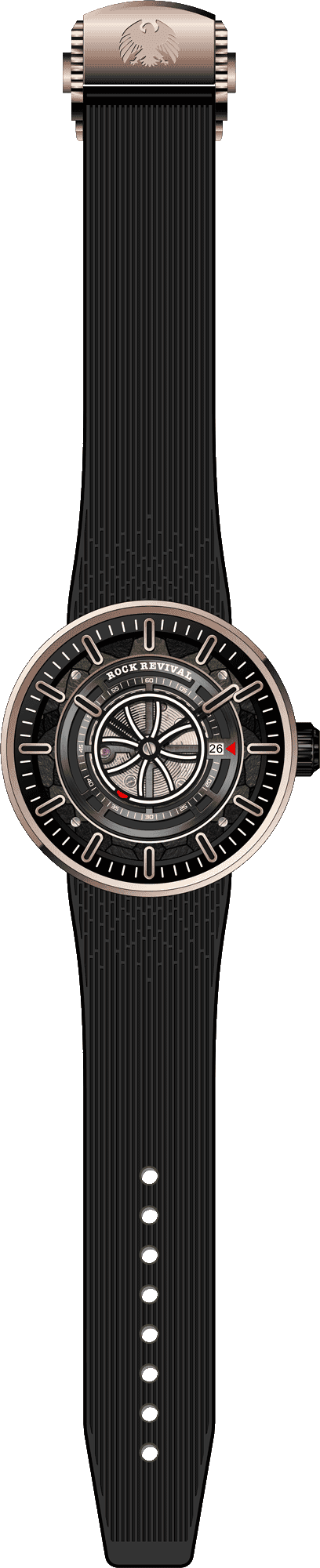 Rock Revival Hawk RRA.9041.RG.B - Caseback and Strap View