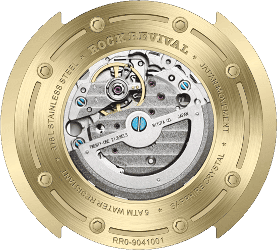 Rock Revival Hawk RRA.9041.YG.BL - Sapphire Crystal and Black and Blue Dial Detail