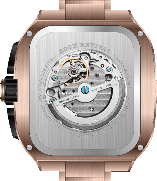 Rock Revival Wolf RRA.9056.RG.B - Sapphire Crystal and Black Dial Detail