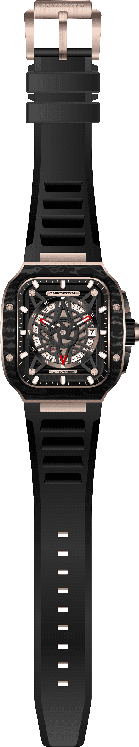 Rock Revival Wolf RRA.9056.RG.B - Caseback and Strap View