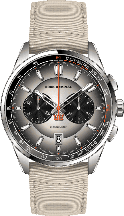 Rock Revival Kite RRQ-8373-1 Quartz Watch - Ivory and Black Dial Round Case Front View