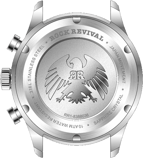 Rock Revival Oxford RRQ-8388-2 - Sapphire Crystal and Black and White Dial Detail