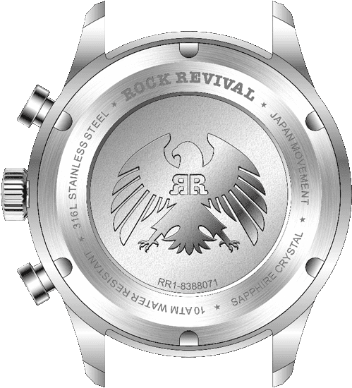 Rock Revival Oxford RRQ-8388-3 - Sapphire Crystal and White and Black Dial Detail