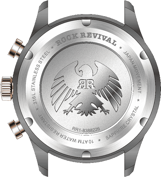 Rock Revival Oxford RRQ-8388-7 - Sapphire Crystal and Grey and Black Dial Detail