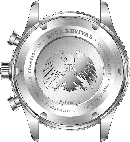 Rock Revival Kite RRQ-8407-6 - Sapphire Crystal and Black and Red Dial Detail