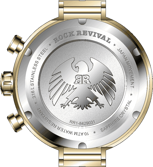 Rock Revival Macaw RRQ-8429-2 - Sapphire Crystal and Green and Red Dial Detail