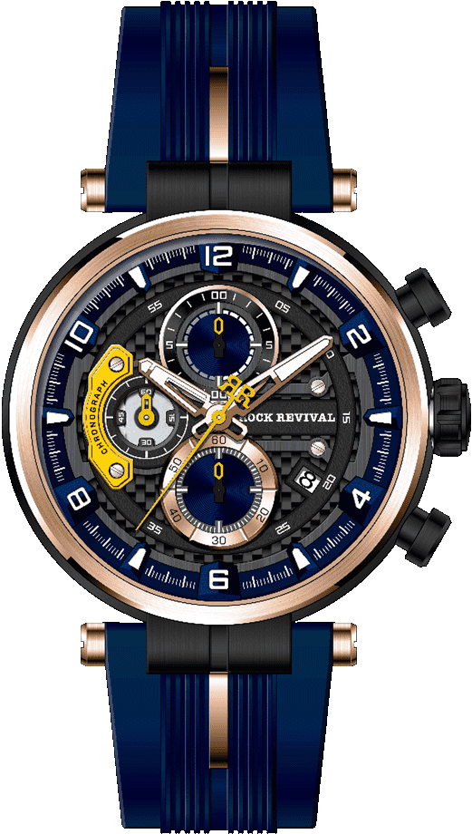 Rock Revival Macaw RRQ-8429-3 Quartz Watch - Black and Yellow Dial Round Case Front View
