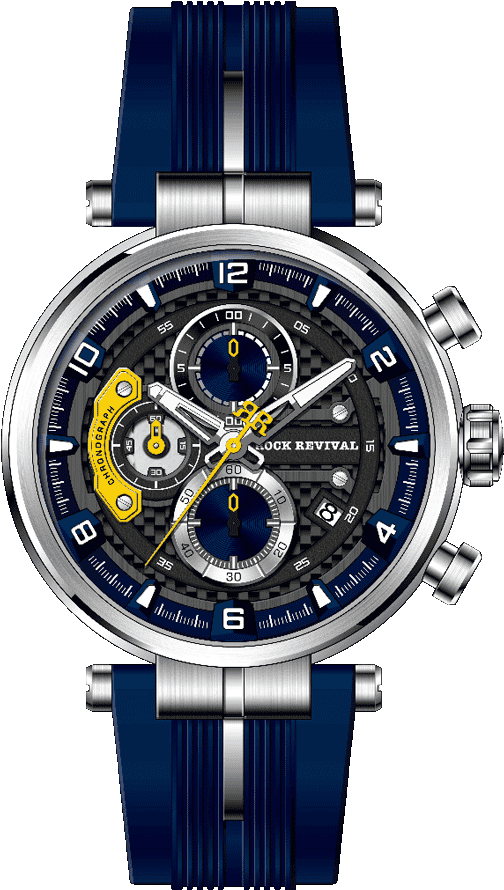 Rock Revival Macaw RRQ-8429-4 Quartz Watch - Black and Yellow Dial Round Case Front View