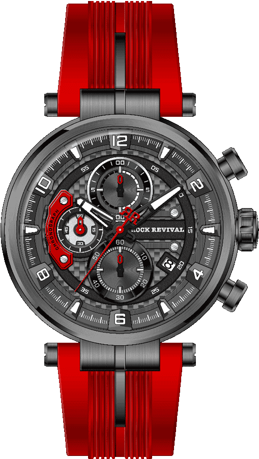 Rock Revival Macaw RRQ-8429-8 Quartz Watch - Grey and Red Dial Round Case Front View