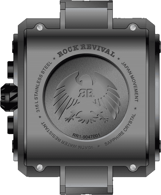 Rock Revival Macaw RRQ-9047-1 - Sapphire Crystal and Black and Yellow Dial Detail