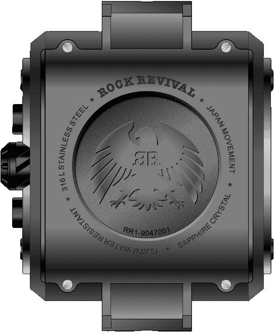 Rock Revival Macaw RRQ-9047-3 - Sapphire Crystal and Black and Turquoise Dial Detail