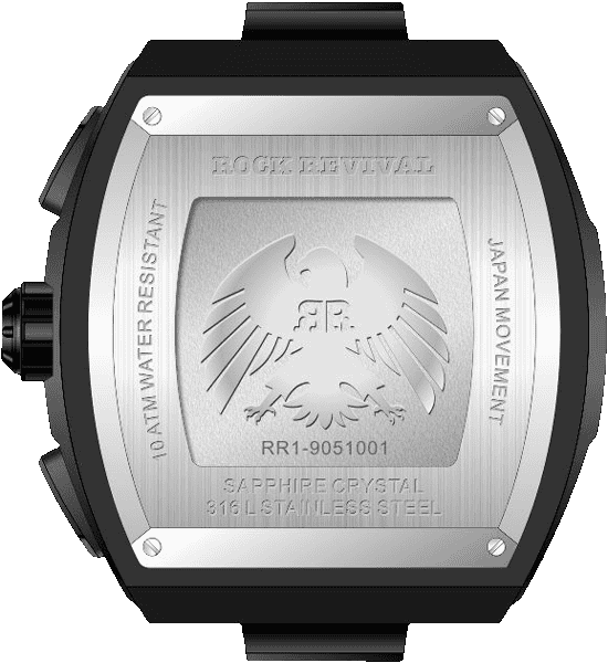 Rock Revival Wolf RRQ-9051-6 - Sapphire Crystal and Blue and Grey Dial Detail