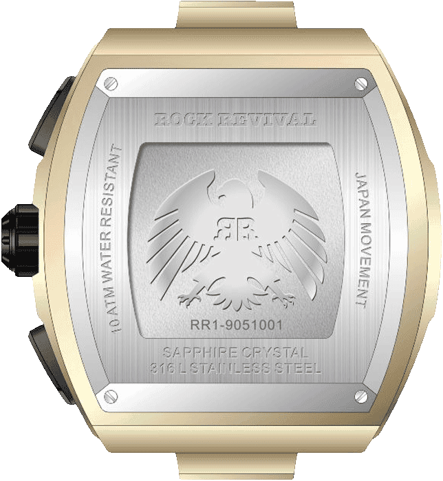 Rock Revival Wolf RRQ-9051-8 - Sapphire Crystal and Black and Green Dial Detail