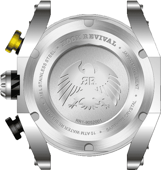 Rock Revival Kite RRQ-9052-1 - Sapphire Crystal and Black and Yellow Dial Detail