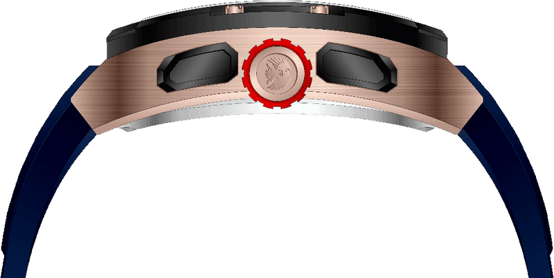 Rock Revival Wolf RRQ-9059-1 - Black and Rose Gold Square Case Side Angle