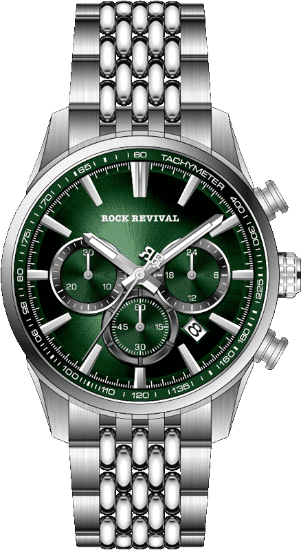 Rock Revival Kite RRQ-9062-1 Quartz Watch - Green Dial Round Case Front View