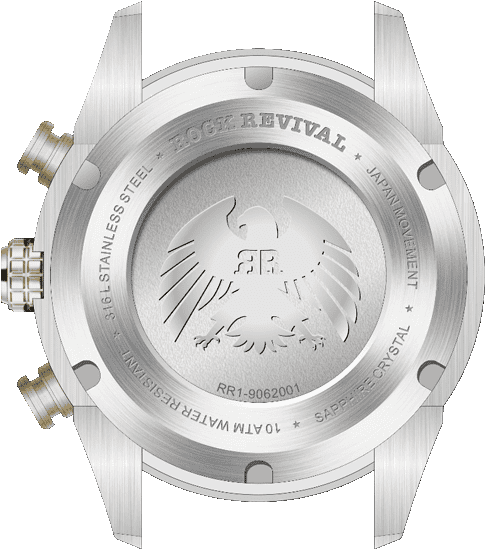Rock Revival Kite RRQ-9062-3 - Sapphire Crystal and Green and Gold Dial Detail