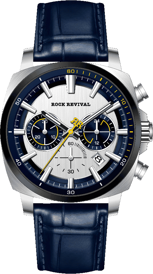 Rock Revival Kite RRQ-9067-4 Quartz Watch - White and Blue Dial Tonneau Case Front View