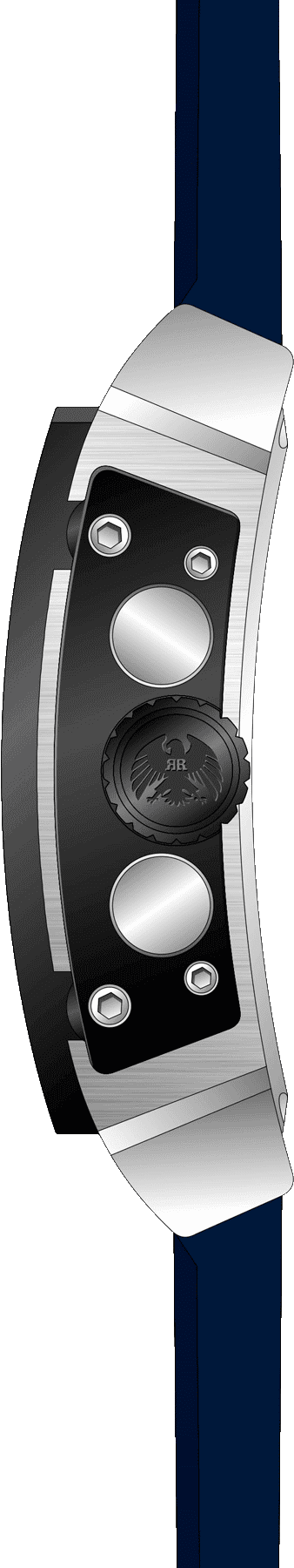 Rock Revival Macaw RRQ.6526.BL - Black Square Case Side Angle