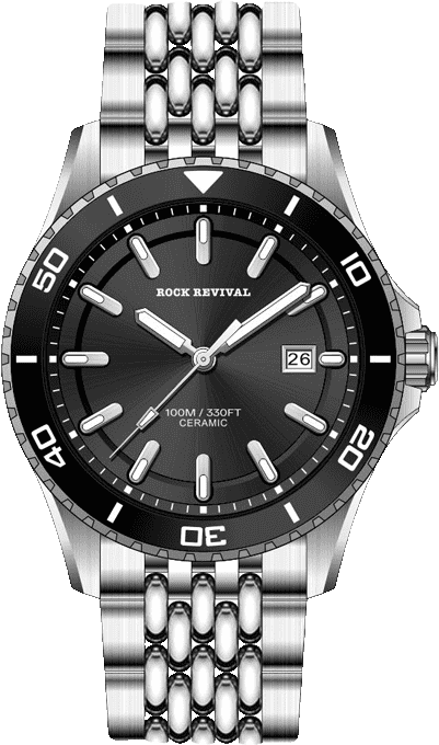 Rock Revival Kite RRQ.6546.B Quartz Watch - Black Dial Round Case Front View