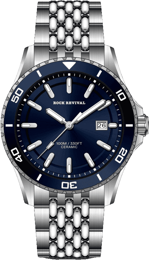 Rock Revival Kite RRQ.6546.BL Quartz Watch - Blue Dial Round Case Front View