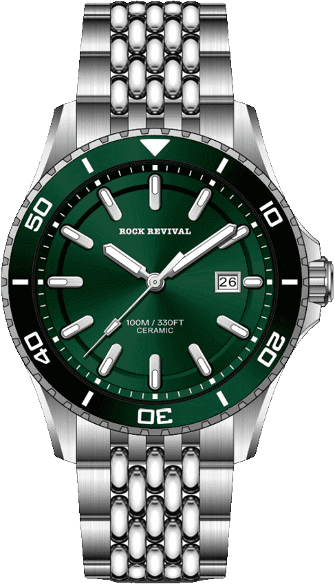 Rock Revival Kite RRQ.6546.G Quartz Watch - Green Dial Round Case Front View
