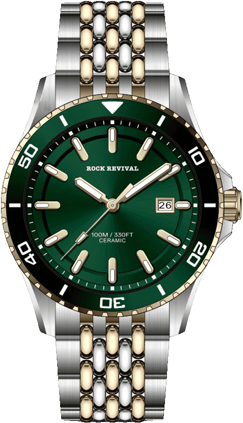 Rock Revival Kite RRQ.6546.YG.G Quartz Watch - Green Dial Round Case Front View