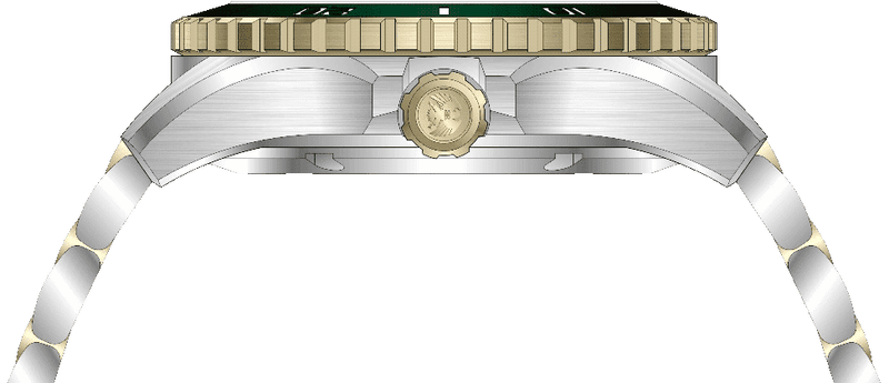 Rock Revival Kite RRQ.6546.YG.G - Steel and Gold Round Case Side Angle