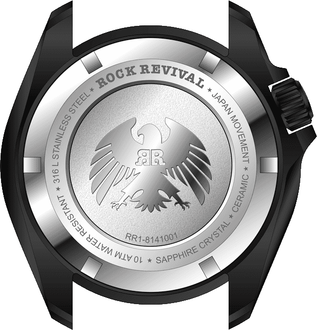 Rock Revival Kite RRQ.8141.B.G - Sapphire Crystal and Green Dial Detail