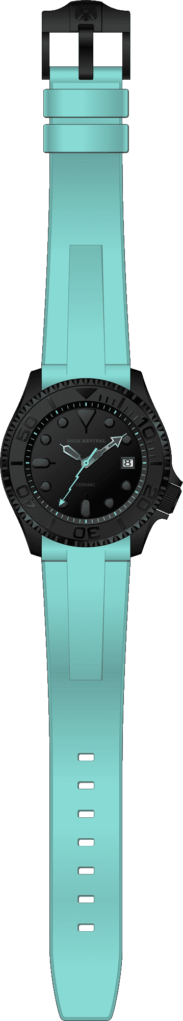 Rock Revival Kite RRQ.8141.B.TQ - Caseback and Strap View