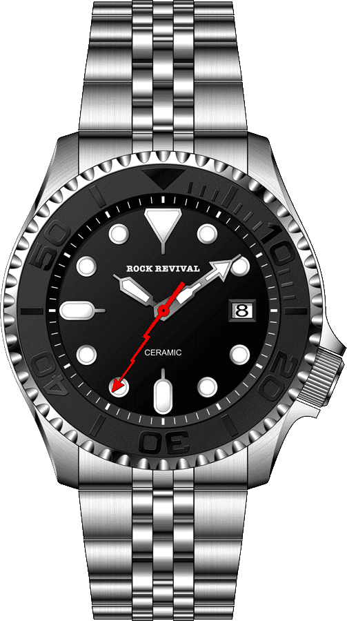 Rock Revival Kite RRQ.8141C.B Quartz Watch - Black Dial Round Case Front View