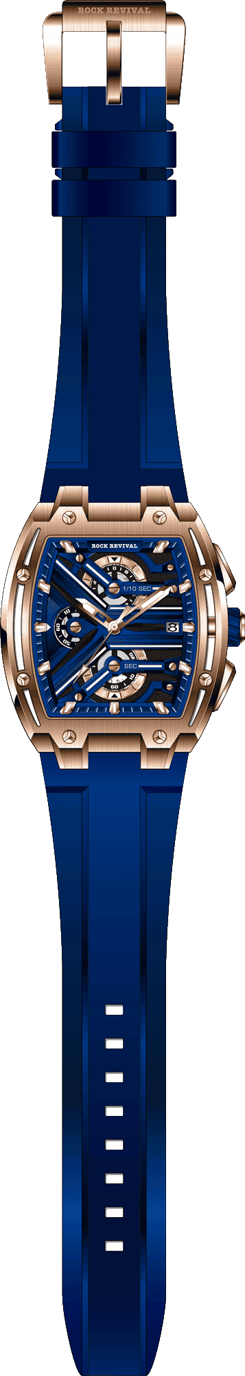 Rock Revival Macaw RRQ.8275.RG.BL - Caseback and Strap View