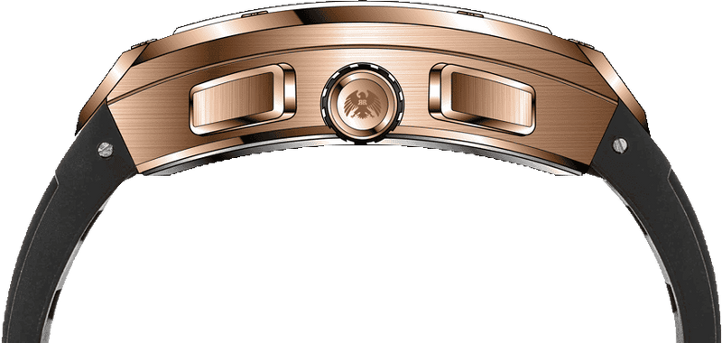 Rock Revival Macaw RRQ.8275.RG.B - Rose Gold Tonneau Case Side Angle
