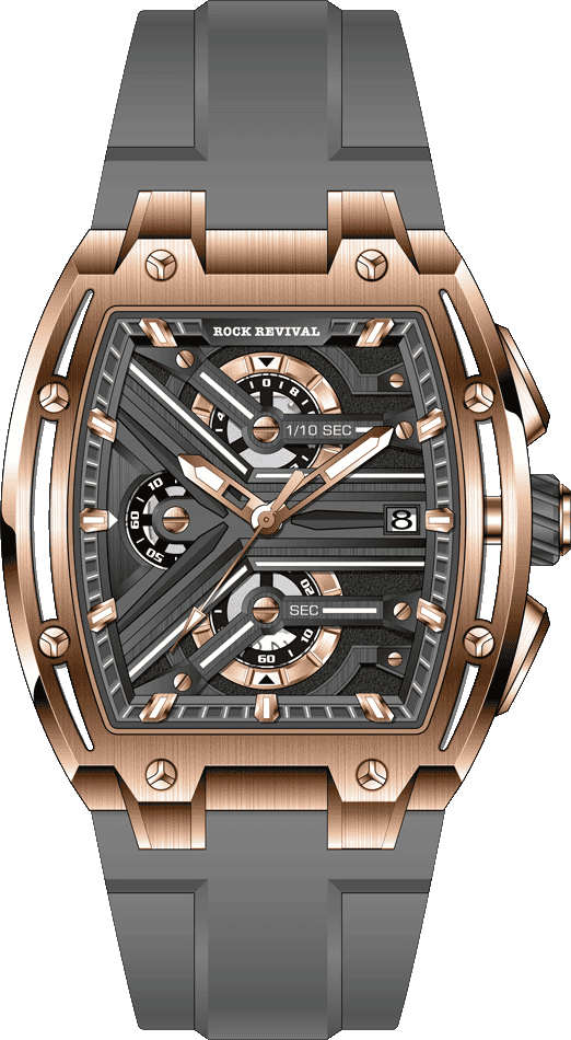 Rock Revival Macaw RRQ.8275.RG.GR Quartz Watch - Grey Dial Tonneau Case Front View